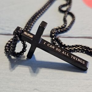 Black Cross Pendant Necklace